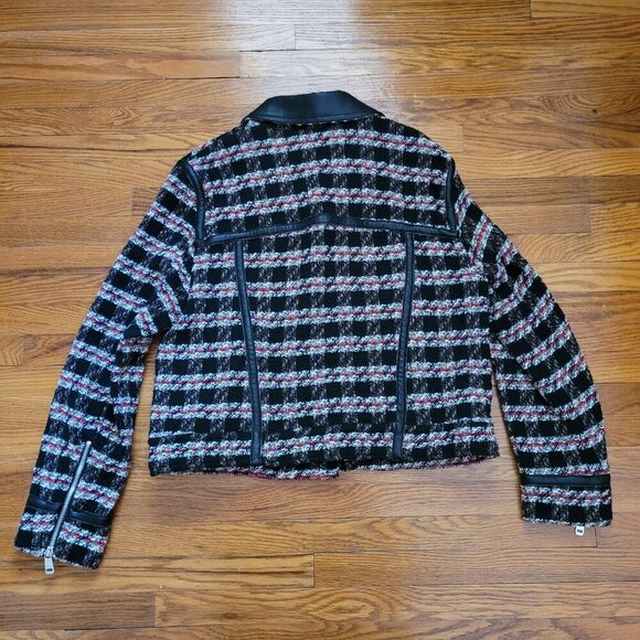 ZARA | Knit Faux Leather Textured Stripe Jacket | Sz. M - Picture 9 of 9